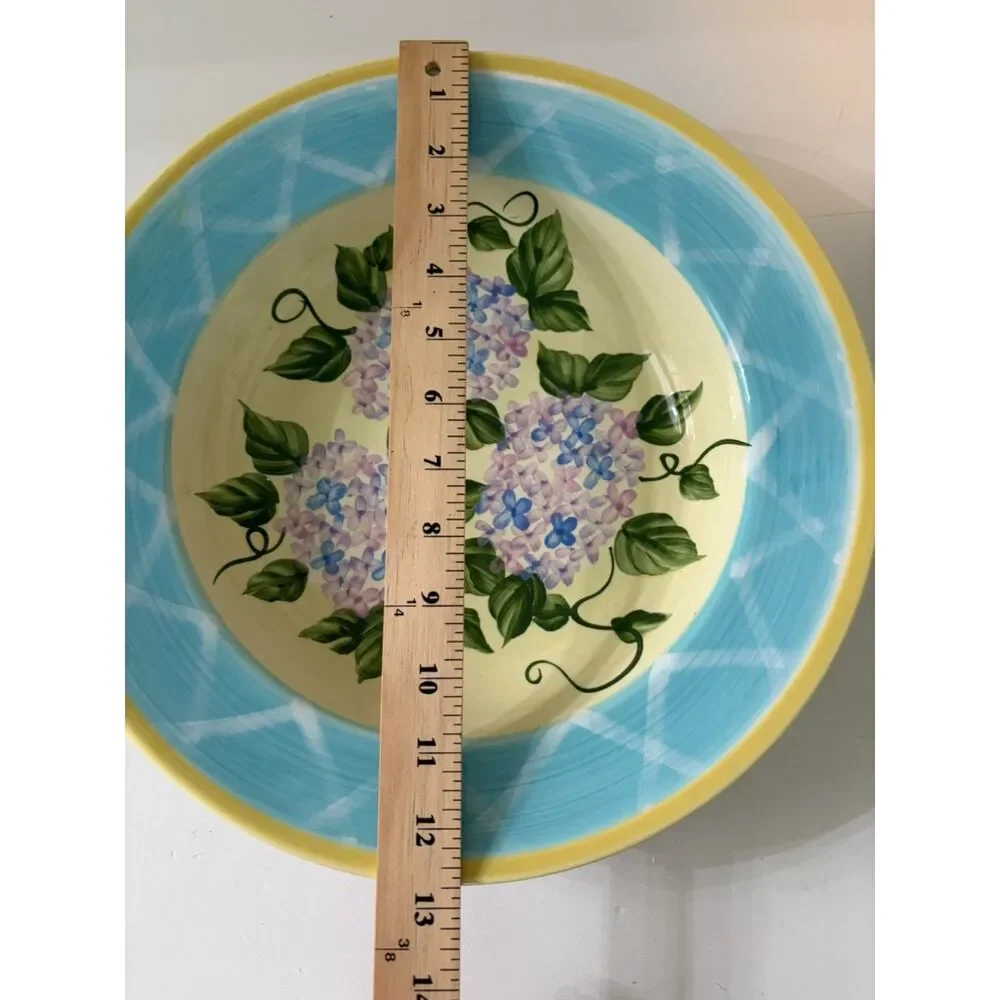 Vtg Jay import hydrangea serving bowl hand painted design